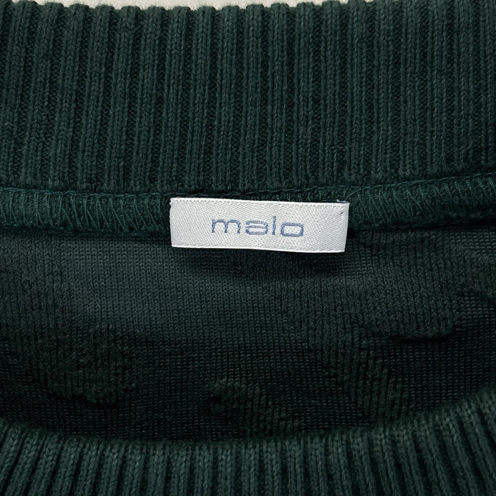 MALO マーロ グリーン エンボス刺繍 Vガゼット ロングスリーブ スウェット トップス