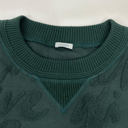 MALO マーロ グリーン エンボス刺繍 Vガゼット ロングスリーブ スウェット トップス