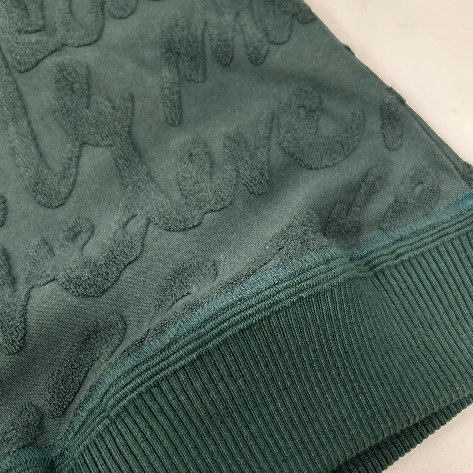 MALO マーロ グリーン エンボス刺繍 Vガゼット ロングスリーブ スウェット トップス