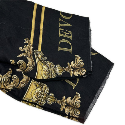 DOLCE&GABBANA ドルチェアンドガッバーナ ブラック×ゴールド リネン100 DGLOVE ショートスリーブ ビッグシルエット トップス トップス