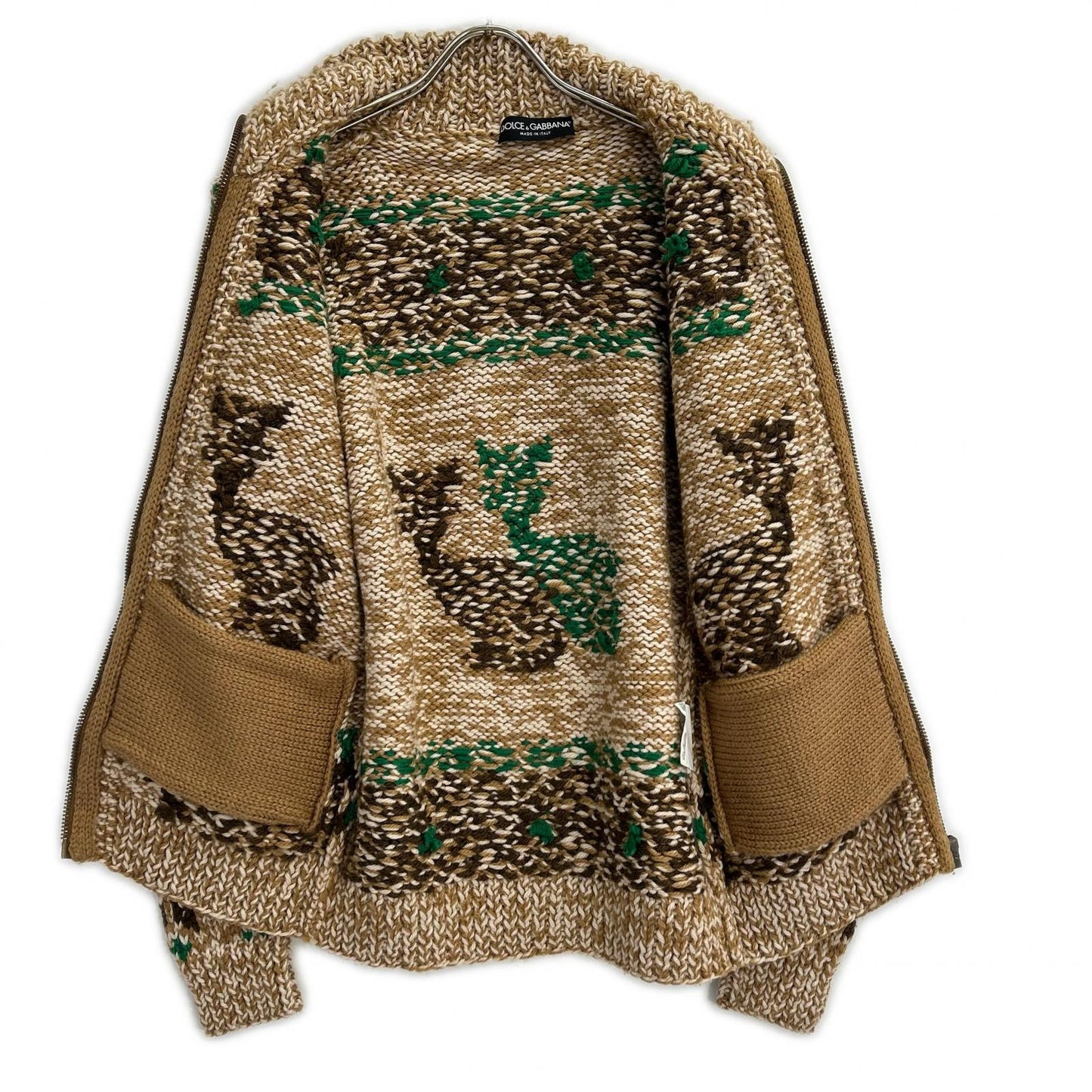 DOLCE&GABBANA ドルチェアンドガッバーナ ベージュ×ブラウス ウール混 カウチンニット トップス