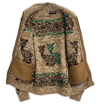DOLCE&GABBANA ドルチェアンドガッバーナ ベージュ×ブラウス ウール混 カウチンニット トップス