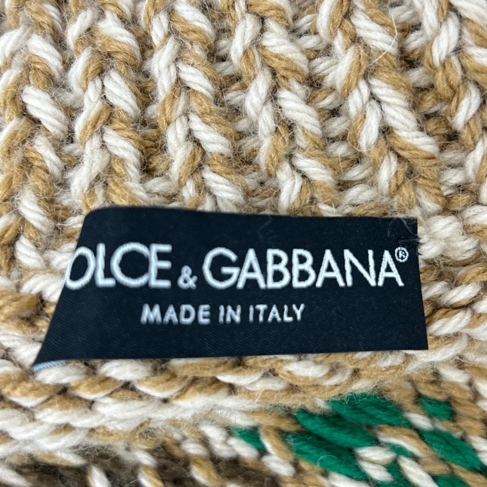 DOLCE&GABBANA ドルチェアンドガッバーナ ベージュ×ブラウス ウール混 カウチンニット トップス