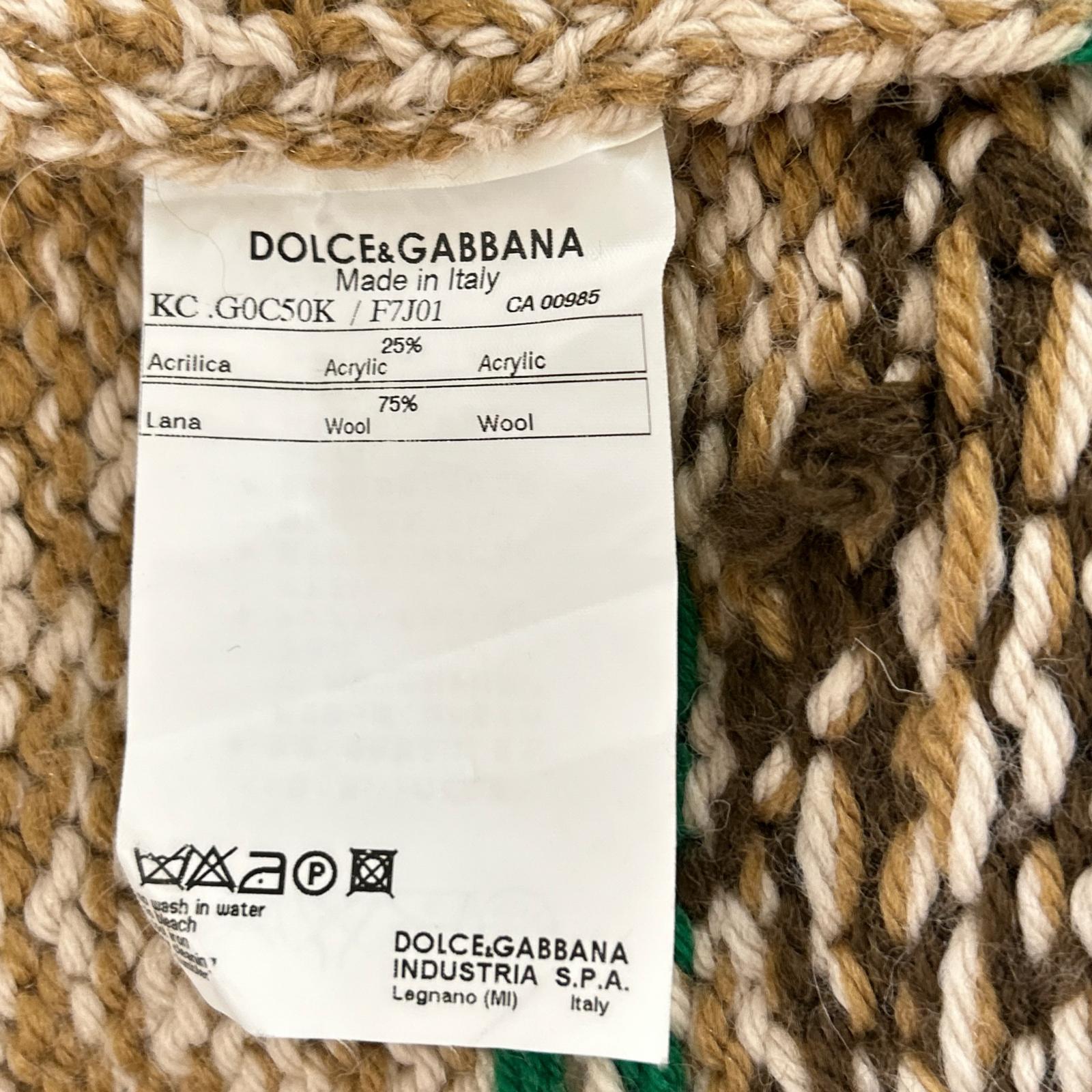 DOLCE&GABBANA ドルチェアンドガッバーナ ベージュ×ブラウス ウール混 カウチンニット トップス