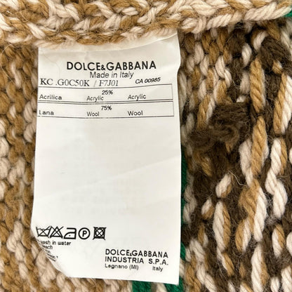 DOLCE&GABBANA ドルチェアンドガッバーナ ベージュ×ブラウス ウール混 カウチンニット トップス