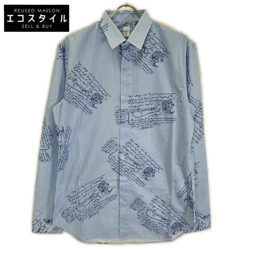 berluti ベルルッティ R15HTL37CAKR ライトブルー ストライプ カリグラフィ ロングスリーブ ボタンシャツ トップス