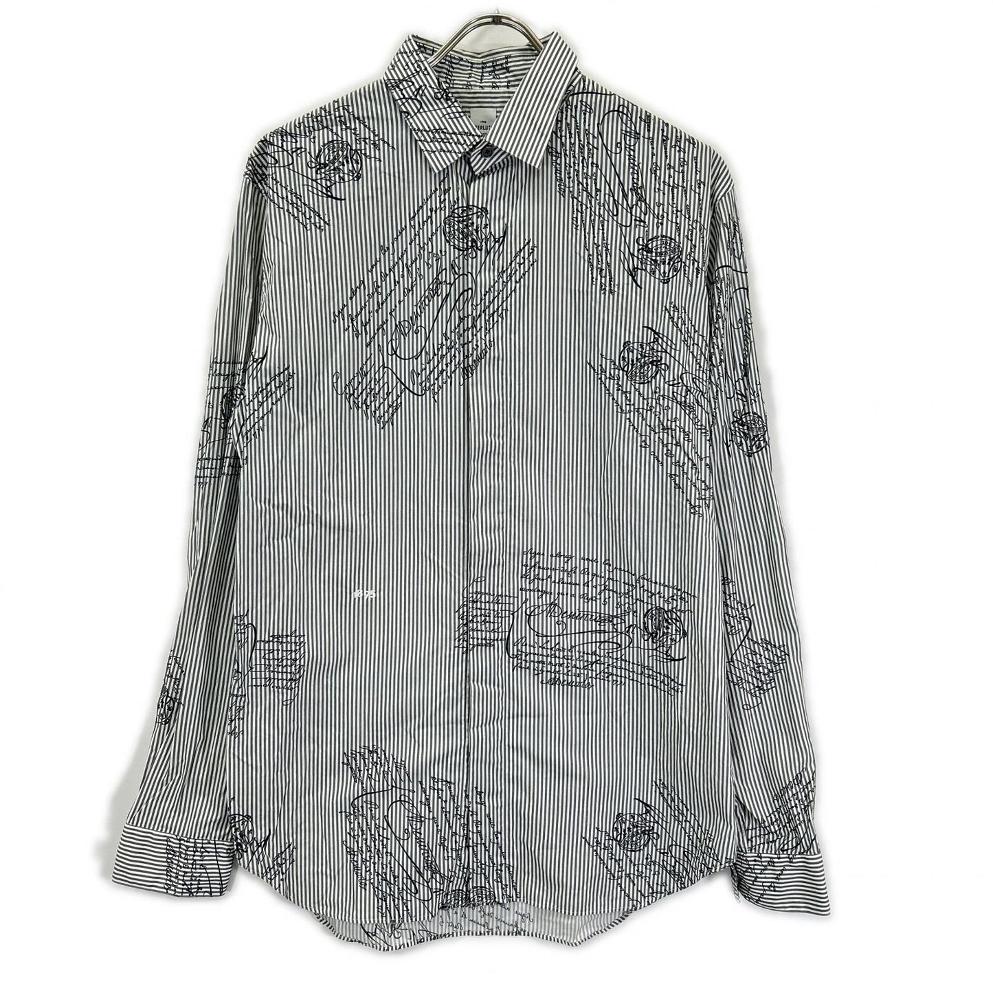 berluti ベルルッティ R16HTL46CAKR グレー ストライプ カリグラフィ ロングスリーブ ボタンシャツ トップス