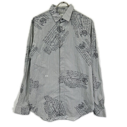 berluti ベルルッティ R16HTL46CAKR グレー ストライプ カリグラフィ ロングスリーブ ボタンシャツ トップス