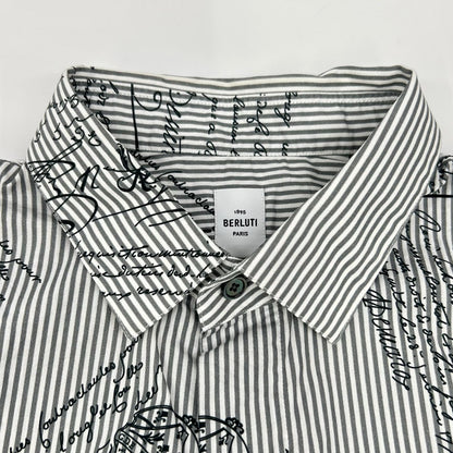 berluti ベルルッティ R16HTL46CAKR グレー ストライプ カリグラフィ ロングスリーブ ボタンシャツ トップス