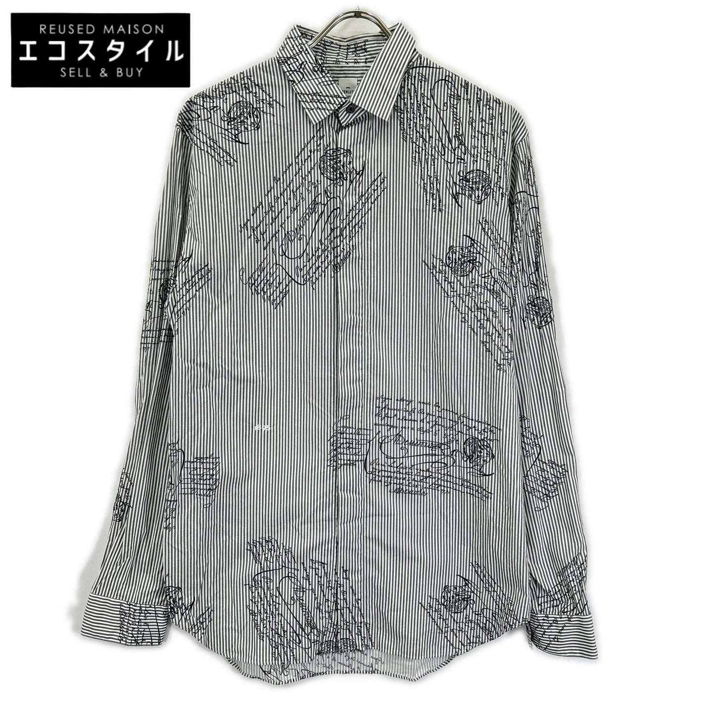 berluti ベルルッティ R16HTL46CAKR グレー ストライプ カリグラフィ ロングスリーブ ボタンシャツ トップス