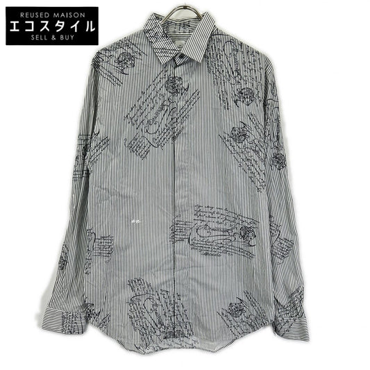 berluti ベルルッティ R16HTL46CAKR グレー ストライプ カリグラフィ ロングスリーブ ボタンシャツ トップス