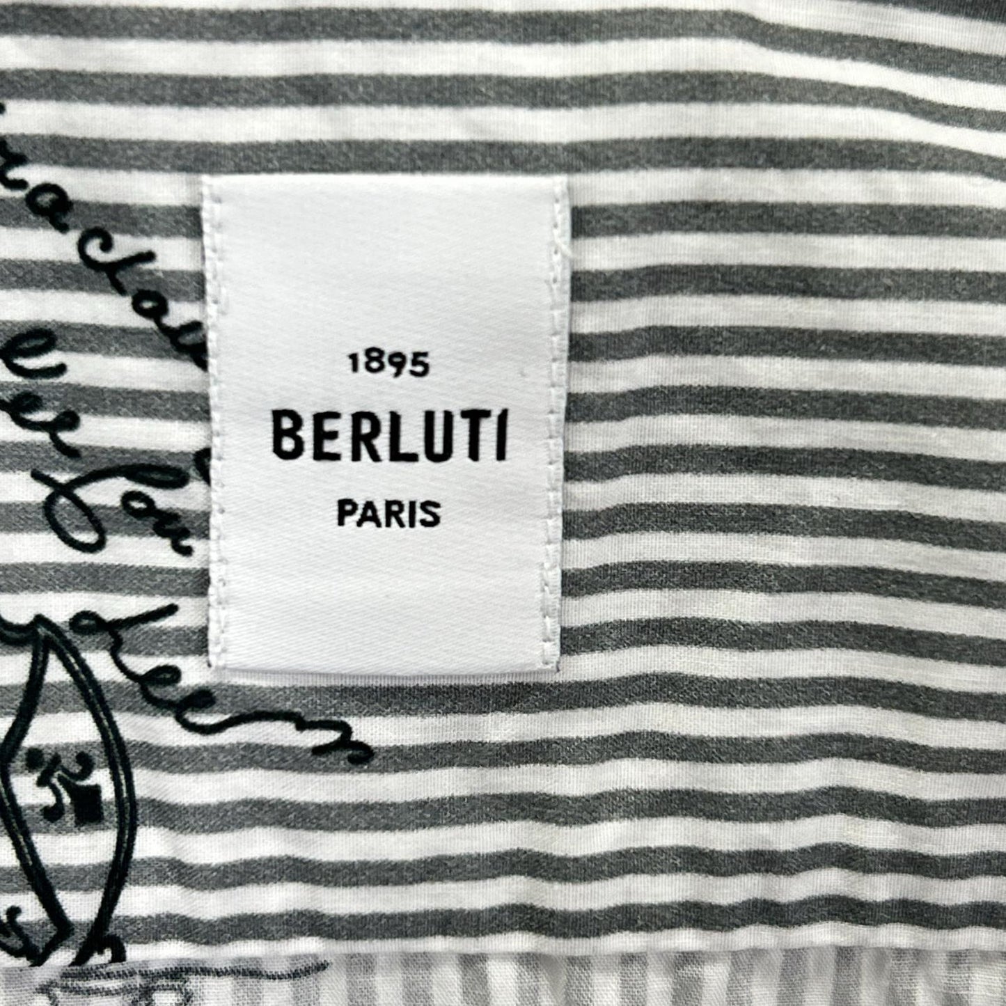 berluti ベルルッティ R16HTL46CAKR グレー ストライプ カリグラフィ ロングスリーブ ボタンシャツ トップス