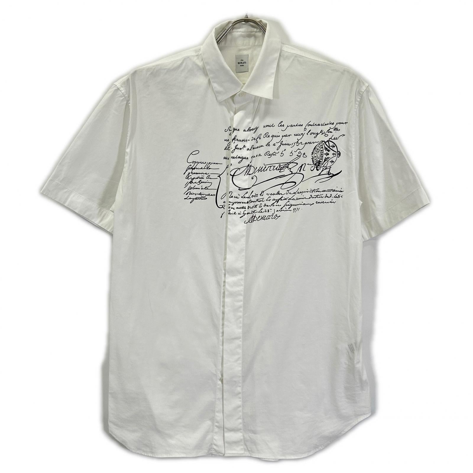 berluti ベルルッティ R15HTS02CAHX ホワイト カリグラフィ ショートスリーブ ボタンシャツ トップス