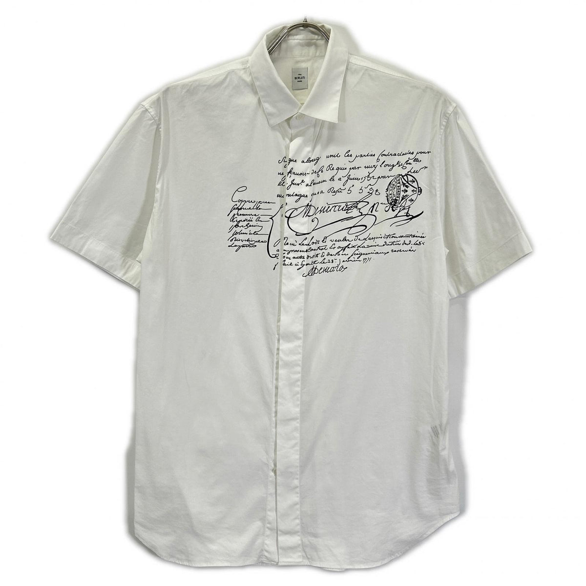 berluti ベルルッティ R15HTS02CAHX ホワイト カリグラフィ ショートスリーブ ボタンシャツ トップス