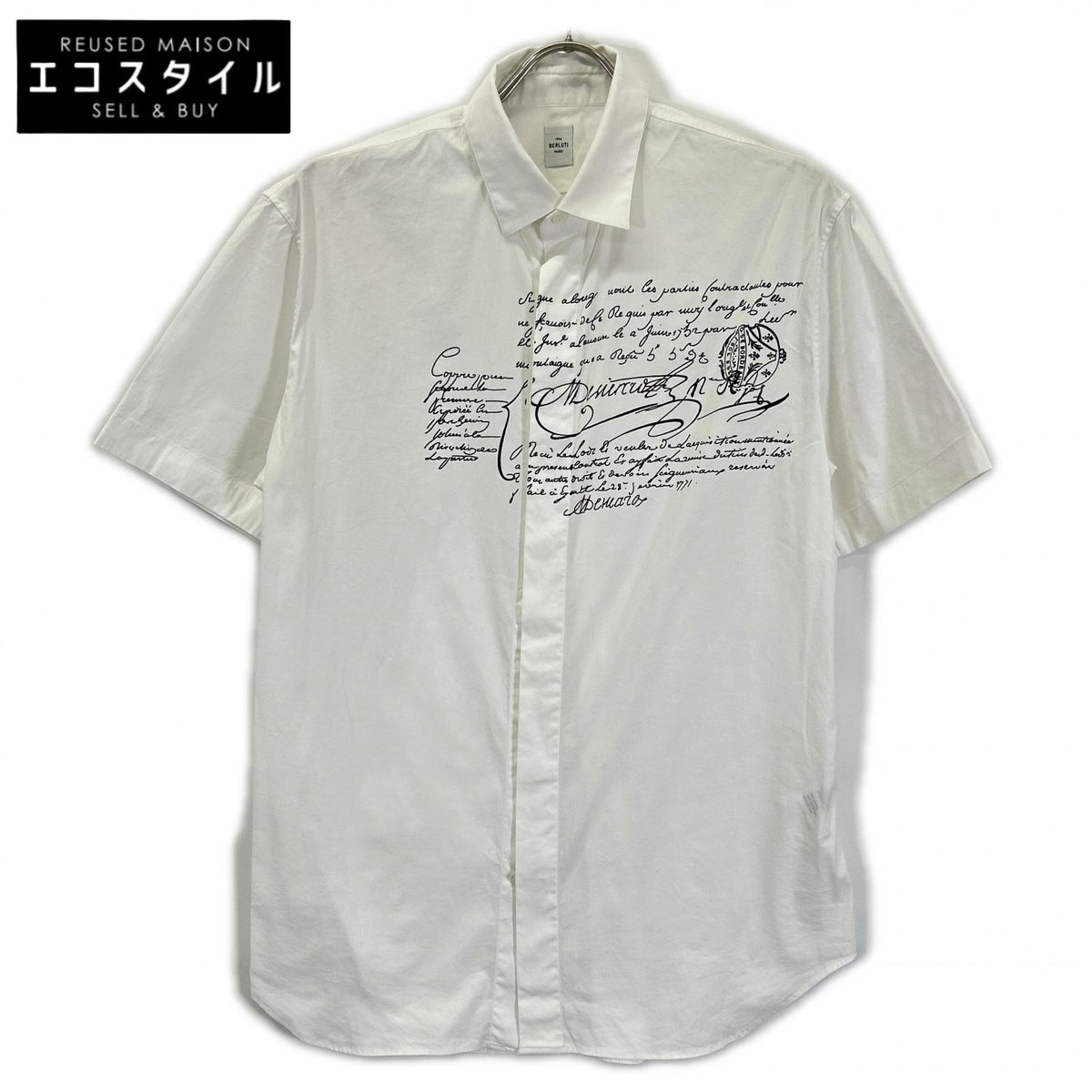 berluti ベルルッティ R15HTS02CAHX ホワイト カリグラフィ ショートスリーブ ボタンシャツ トップス