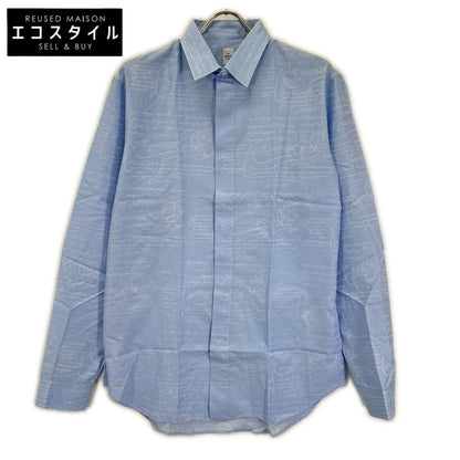 berluti ベルルッティ R17HTL50CANB ライトブルー スクリット カリグラフィ ショートスリーブ ボタンシャツ トップス