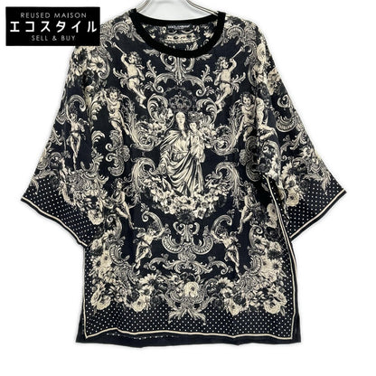 DOLCE&GABBANA ドルチェアンドガッバーナ G8GY6T ブラック リネン100 聖母マリア プリント カットソー トップス