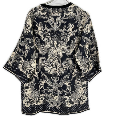 DOLCE&GABBANA ドルチェアンドガッバーナ G8GY6T ブラック リネン100 聖母マリア プリント カットソー トップス
