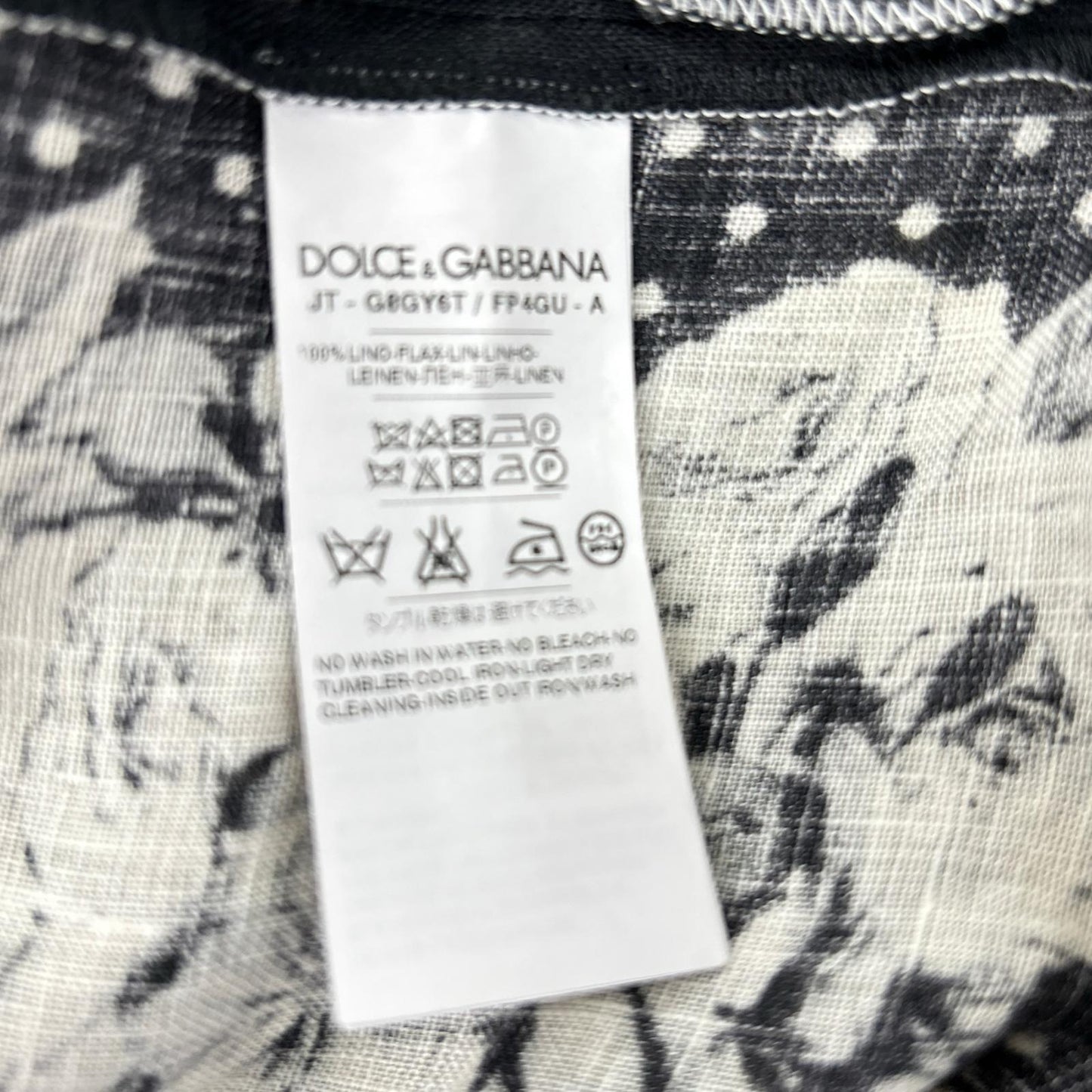 DOLCE&GABBANA ドルチェアンドガッバーナ G8GY6T ブラック リネン100 聖母マリア プリント カットソー トップス