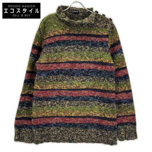 DOLCE&GABBANA ドルチェアンドガッバーナ m7M16 イエロー マルチカラー ボーダー ボトルネック ショルダーボタン ニット トップス
