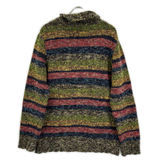 DOLCE&GABBANA ドルチェアンドガッバーナ m7M16 イエロー マルチカラー ボーダー ボトルネック ショルダーボタン ニット トップス