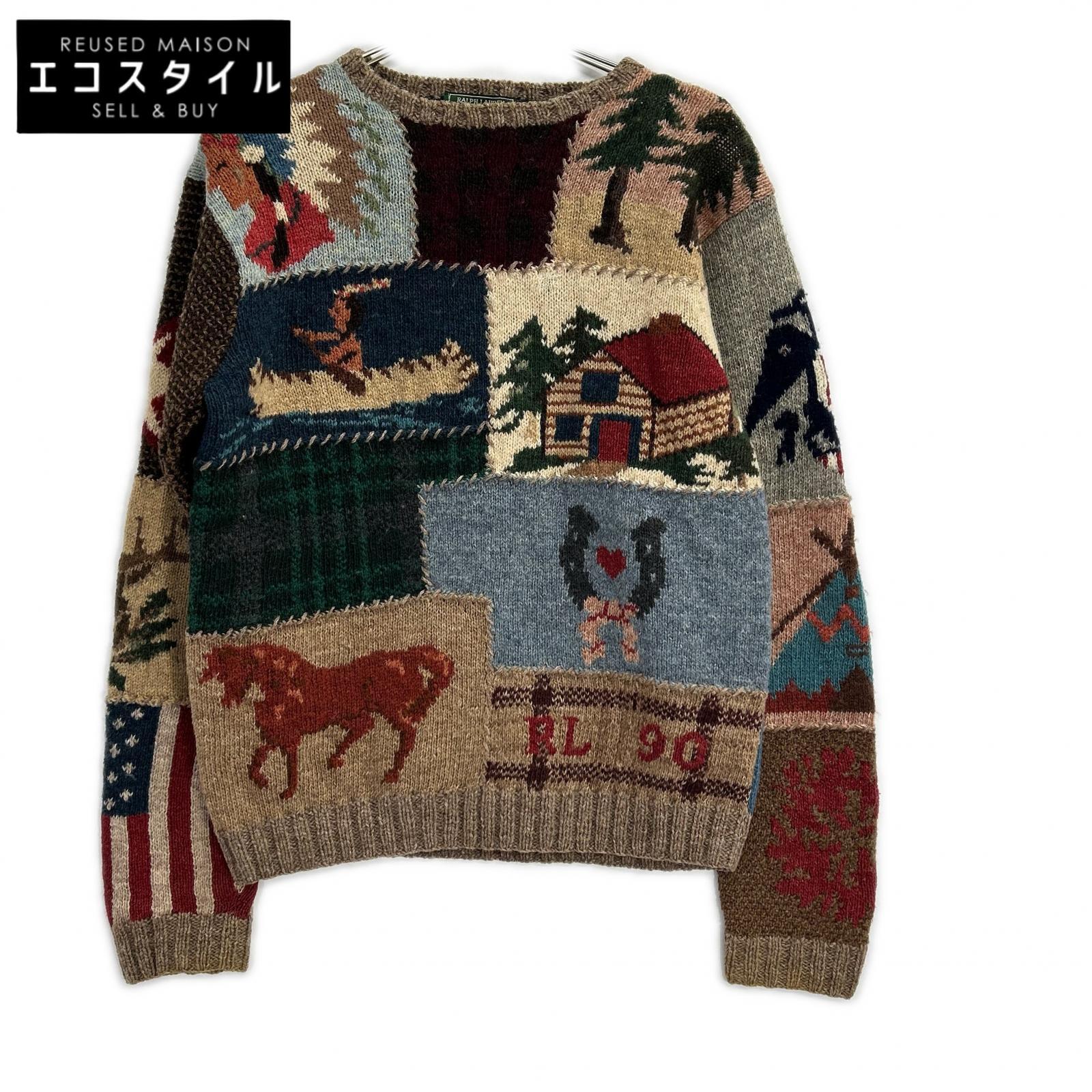 RalphLauren COUNTRY ラルフローレン カントリー 90s ブラウン マルチカラー インディアン ロングスリーブ セーター トップス