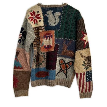 RalphLauren COUNTRY ラルフローレン カントリー 90s ブラウン マルチカラー インディアン ロングスリーブ セーター トップス