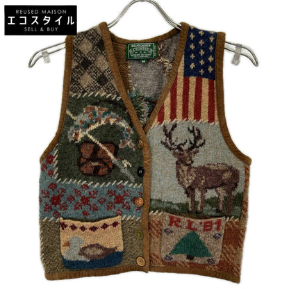 RalphLauren COUNTRY ラルフローレン カントリー 90s ブラウン マルチカラー トナカイ 星条旗 ニットベスト ベスト