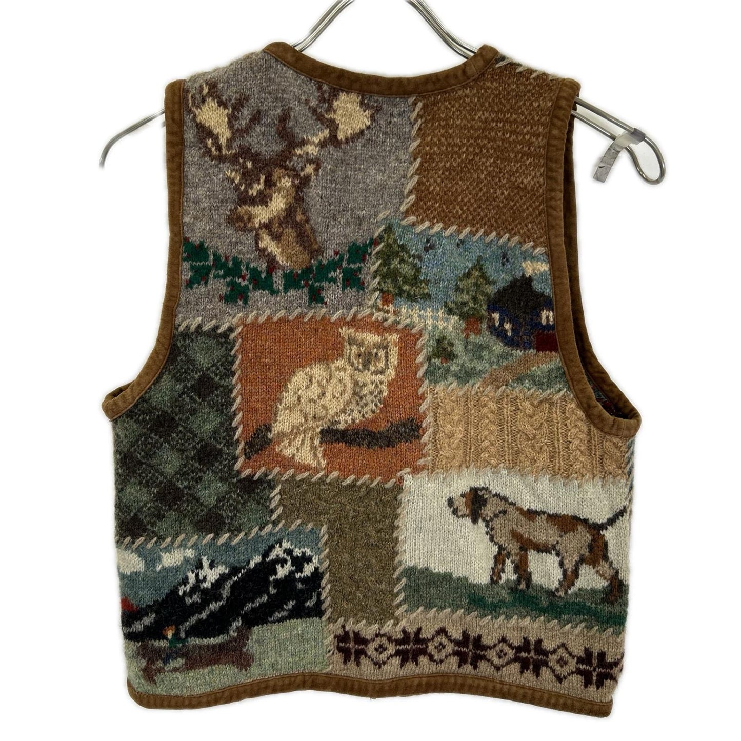 RalphLauren COUNTRY ラルフローレン カントリー 90s ブラウン マルチカラー トナカイ 星条旗 ニットベスト ベスト