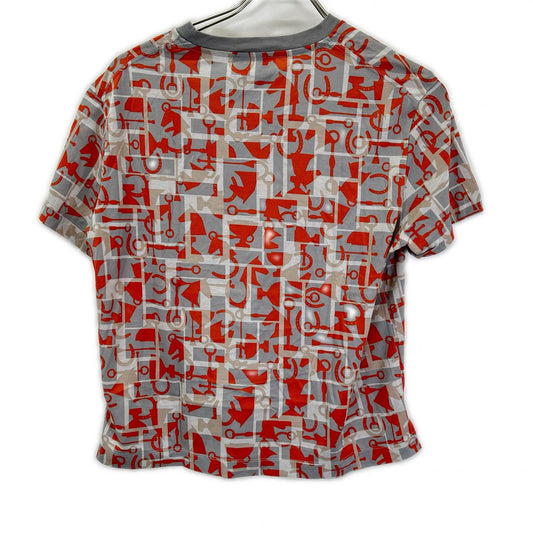 HERMES Hermès Gray×Orange Horsebit Short-Sleeve Cut-and-Sew Top Tops