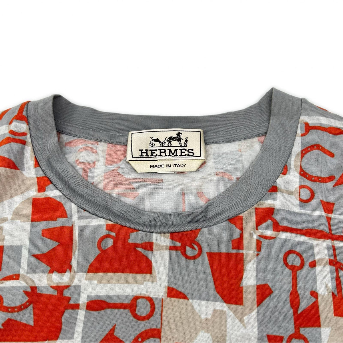HERMES エルメス グレー×オレンジ ホースビット ショートスリーブカットソー トップス