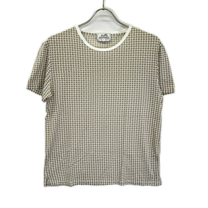 HERMES エルメス ホワイト×グレー Hデザイン 総柄 ショートスリーブカットソー トップス