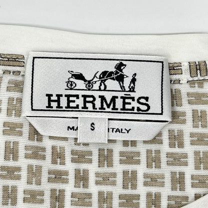 HERMES エルメス ホワイト×グレー Hデザイン 総柄 ショートスリーブカットソー トップス