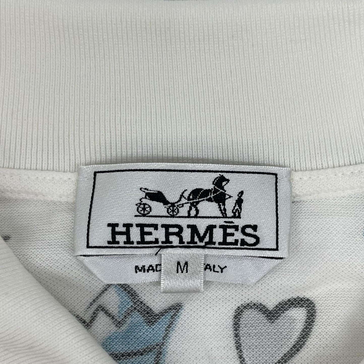 HERMES エルメス 22SS ホワイト チェスデザイン ショートスリーブ ポロシャツ トップス