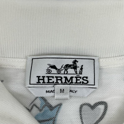 HERMES エルメス 22SS ホワイト チェスデザイン ショートスリーブ ポロシャツ トップス