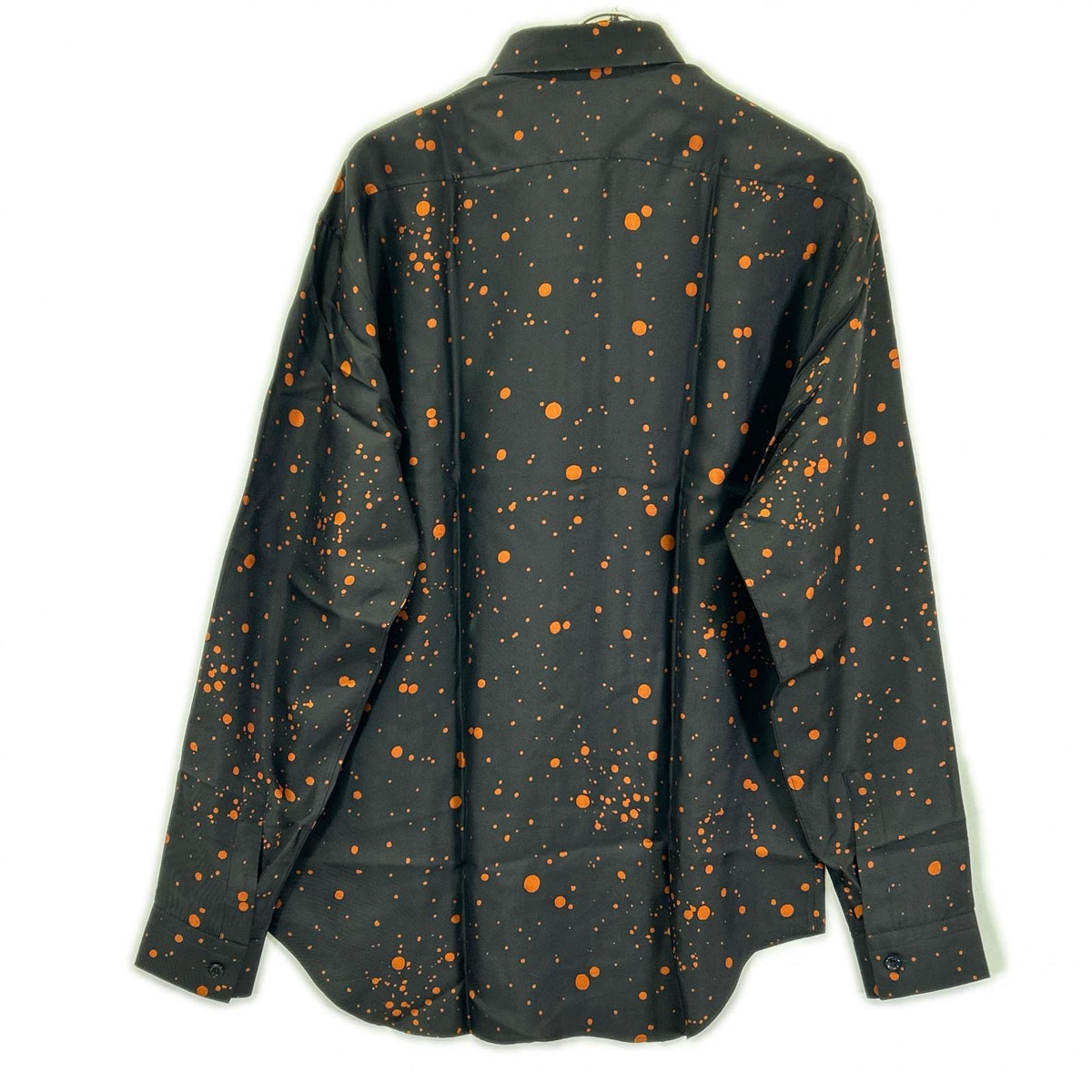 berluti ベルルッティ R18HTL52SBDL ブラック×オレンジ シルク100 ペイントドット ロングスリーブ ボタンシャツ トップス