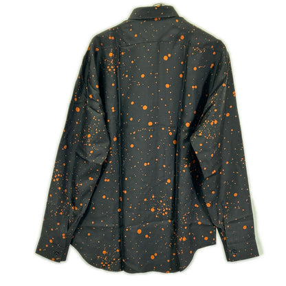 berluti ベルルッティ R18HTL52SBDL ブラック×オレンジ シルク100 ペイントドット ロングスリーブ ボタンシャツ トップス