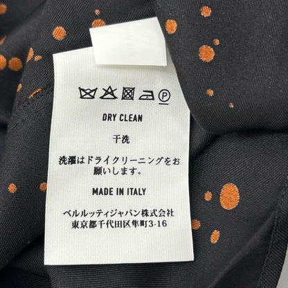 berluti ベルルッティ R18HTL52SBDL ブラック×オレンジ シルク100 ペイントドット ロングスリーブ ボタンシャツ トップス