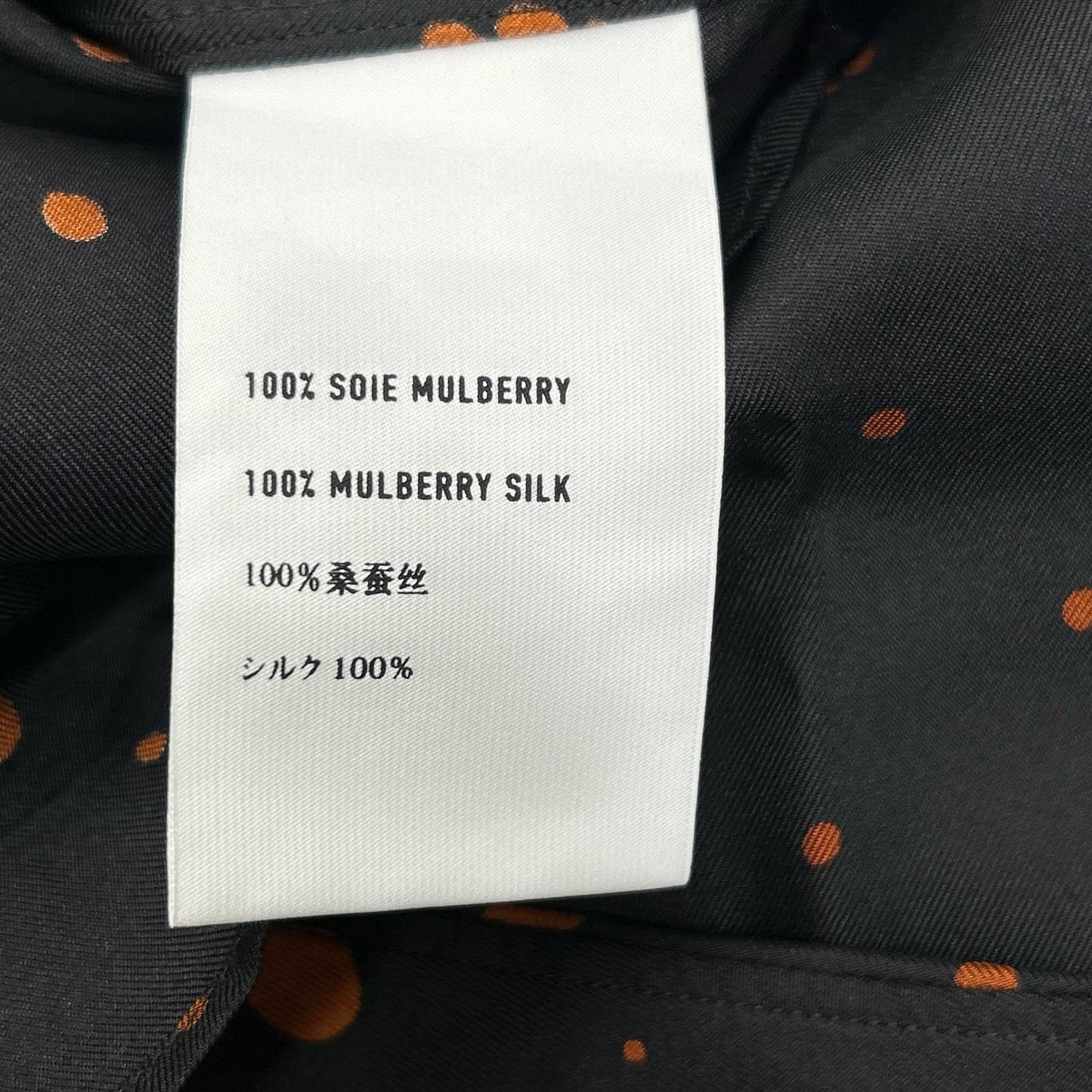 berluti ベルルッティ R18HTL52SBDL ブラック×オレンジ シルク100 ペイントドット ロングスリーブ ボタンシャツ トップス