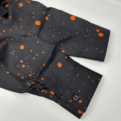 berluti ベルルッティ R18HTL52SBDL ブラック×オレンジ シルク100 ペイントドット ロングスリーブ ボタンシャツ トップス