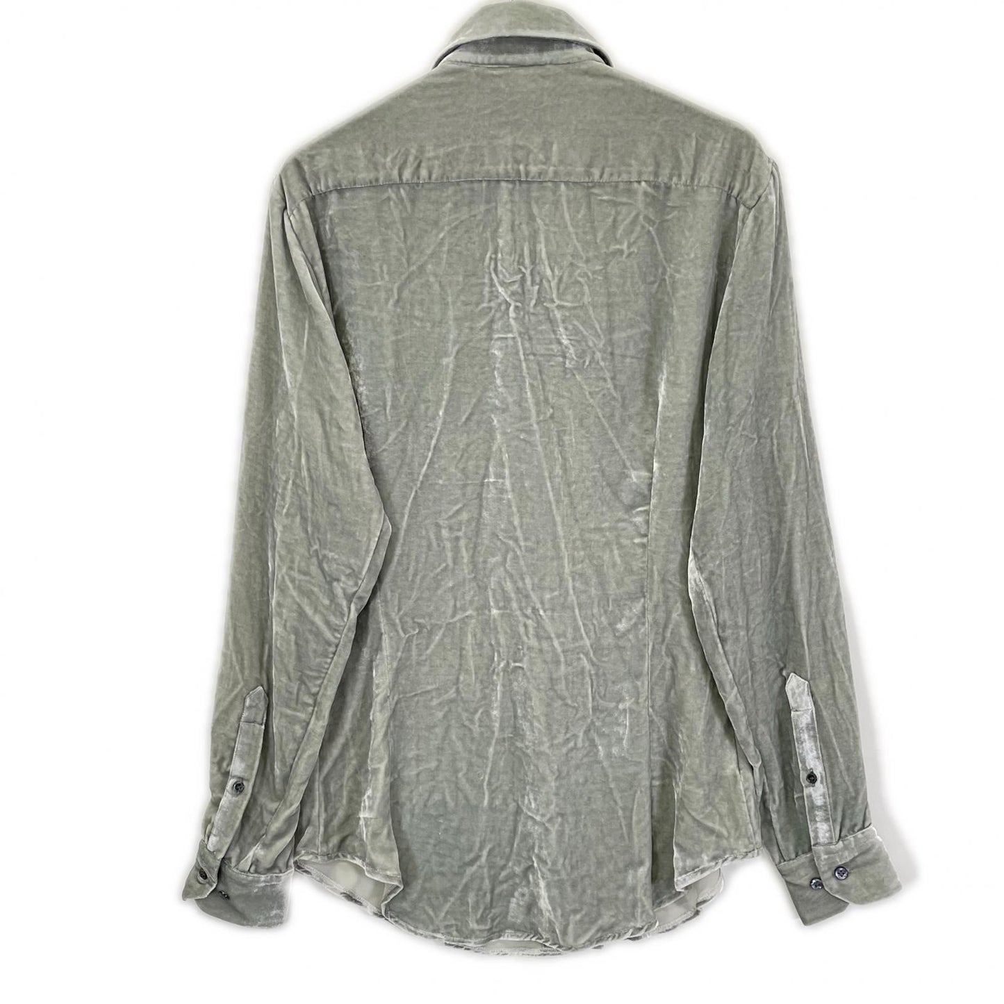 GIORGIOARMANI ジョルジオアルマーニ グレー ベロア ロングスリーブ ボタンシャツ トップス