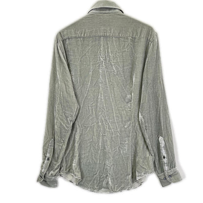 GIORGIOARMANI ジョルジオアルマーニ グレー ベロア ロングスリーブ ボタンシャツ トップス