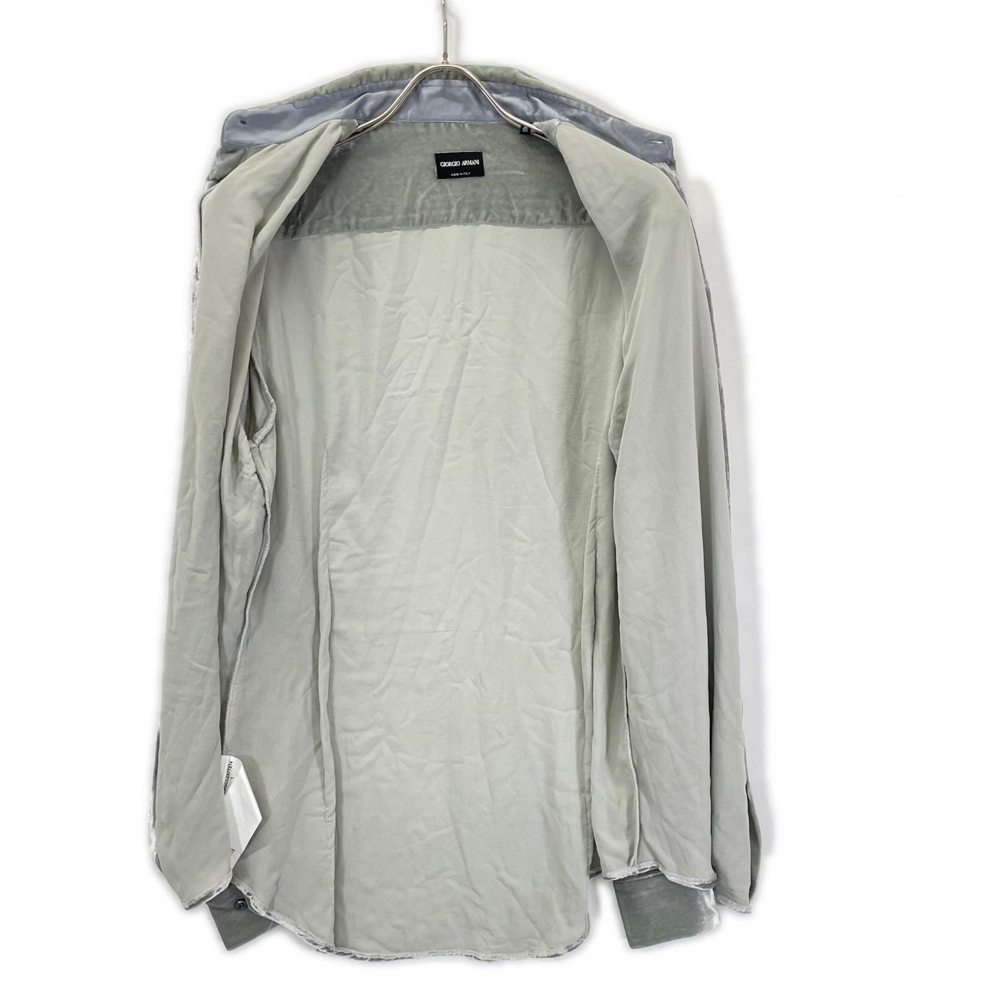 GIORGIOARMANI ジョルジオアルマーニ グレー ベロア ロングスリーブ ボタンシャツ トップス
