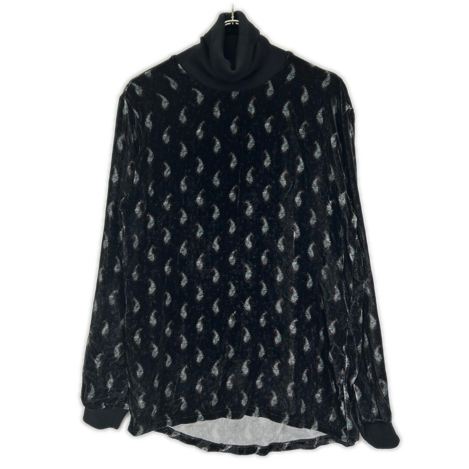 GIORGIOARMANI ジョルジオアルマーニ ブラック ベロア ペイズリー柄 タートルネック プルオーバー トップス