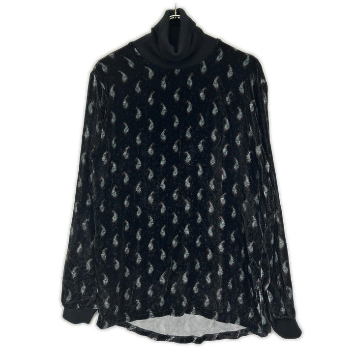 GIORGIOARMANI ジョルジオアルマーニ ブラック ベロア ペイズリー柄 タートルネック プルオーバー トップス