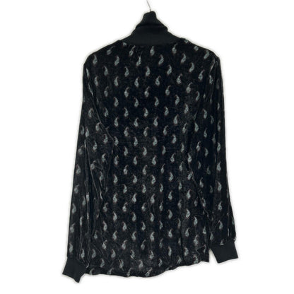 GIORGIOARMANI ジョルジオアルマーニ ブラック ベロア ペイズリー柄 タートルネック プルオーバー トップス