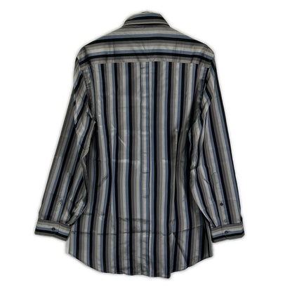 GUCCI グッチ Z63901180 グレー×ブルー マルチカラー トムフォード期 シルクシャツ トップス