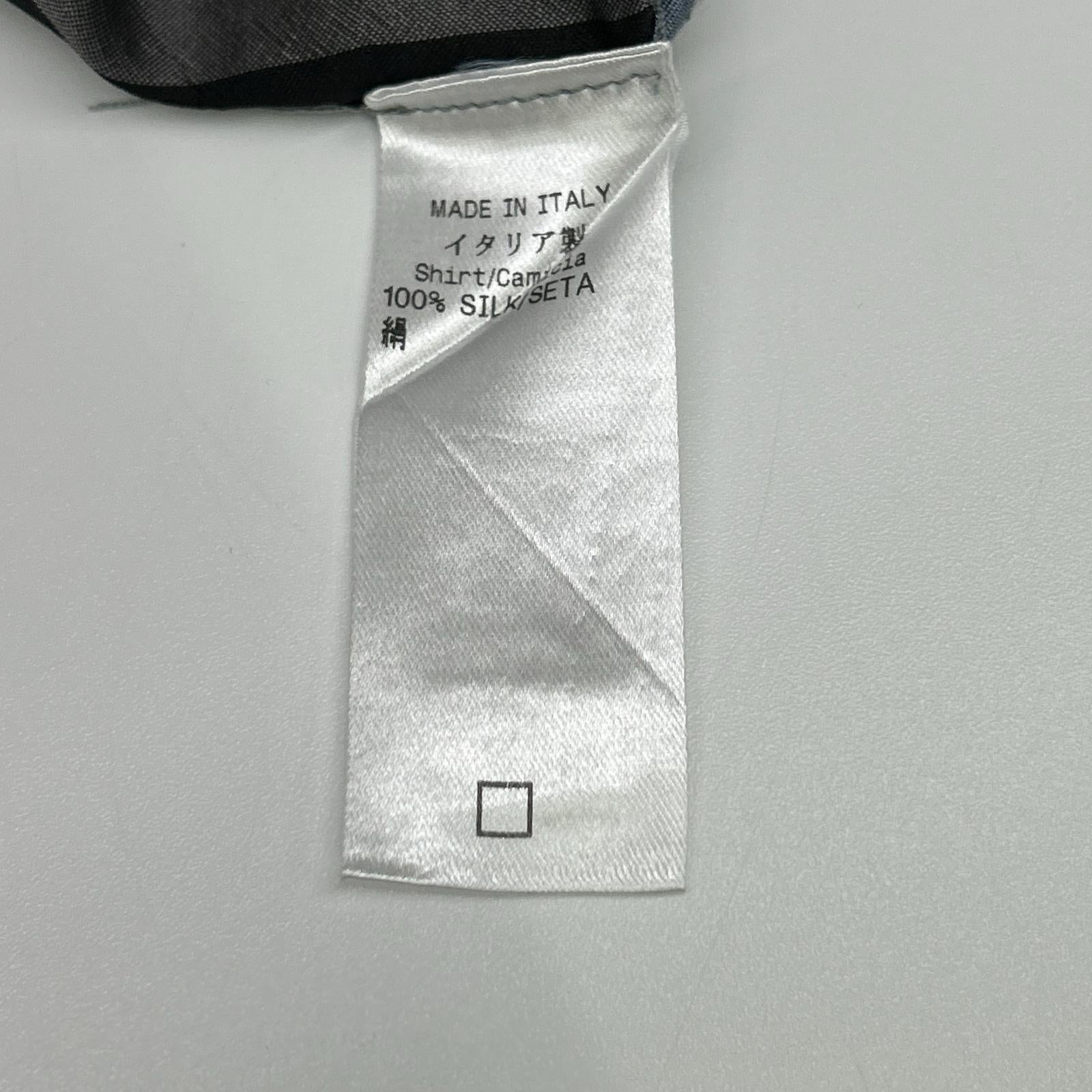 GUCCI グッチ Z63901180 グレー×ブルー マルチカラー トムフォード期 シルクシャツ トップス