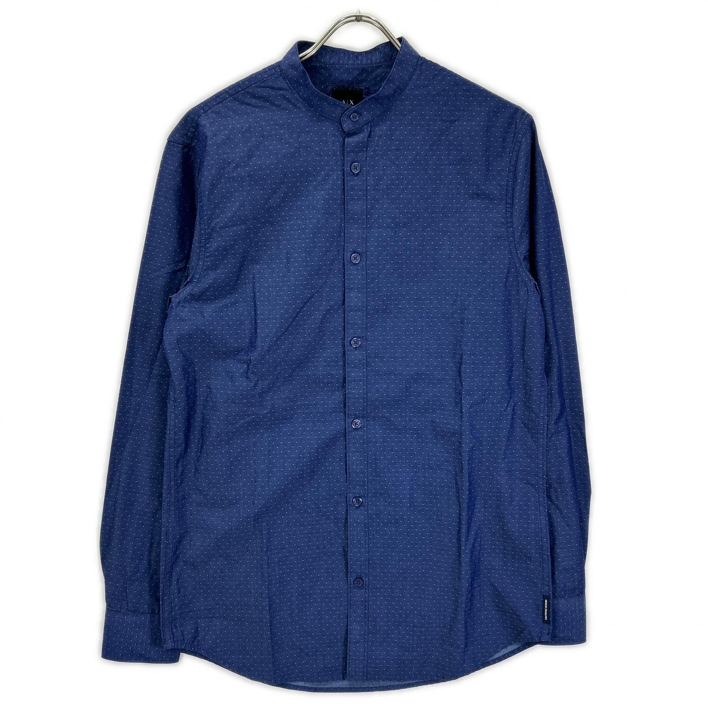 ARMANI EXCHANGE アルマーニエクスチェンジ 6ZZC69 ブルー マイクロドット バンドカラー ボタンシャツ トップス