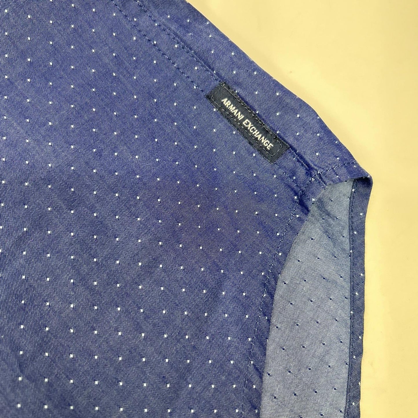 ARMANI EXCHANGE アルマーニエクスチェンジ 6ZZC69 ブルー マイクロドット バンドカラー ボタンシャツ トップス